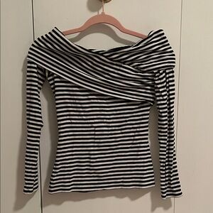 Theory Kellay Striped Off The Shoulder Top